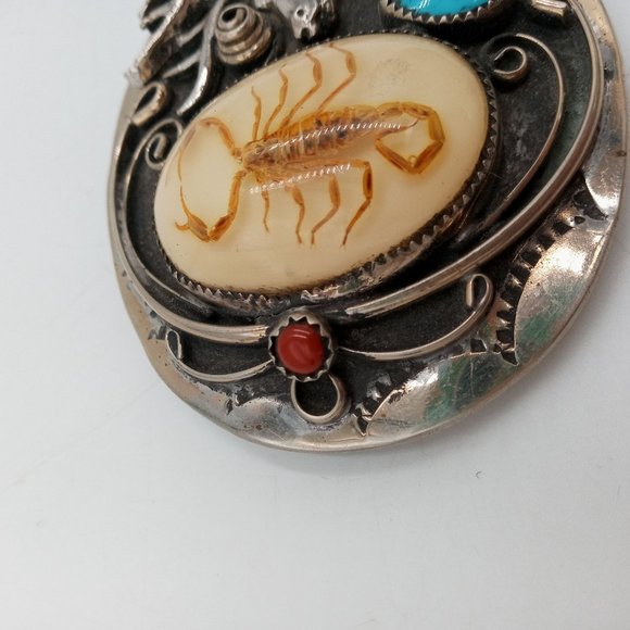 Scorpion Deer Belt Buckle Turquoise Coral Elk Cowboy Native American Country main image 6